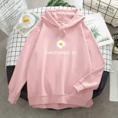 New Autumn And Winter Thin Daisy Hooded Sweater Women - Pink - View 1