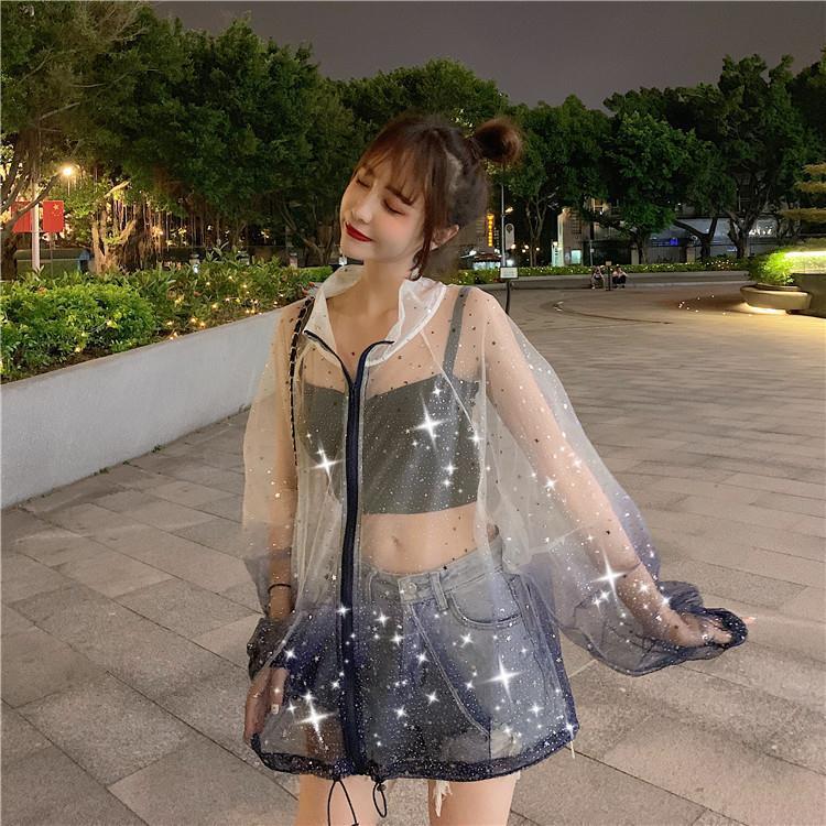 Summer Mesh Sunscreen Clothing Women's Mid-length Ultra-thin And Transparent