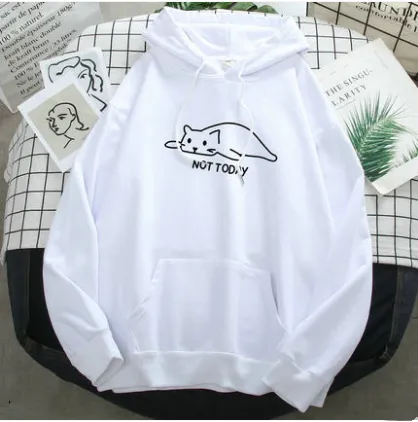 Spring And Autumn Thin Women's Hooded Sweater New Loose White2 - Shop at LoveMi