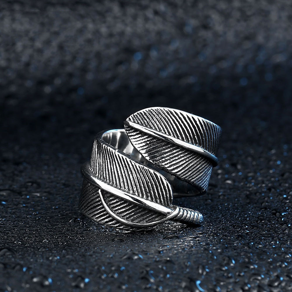 Titanium Steel Men's Opening Takahashi Goro Feather Ring Ring