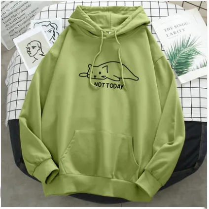 Spring And Autumn Thin Women's Hooded Sweater New Loose Green1 - Shop at LoveMi