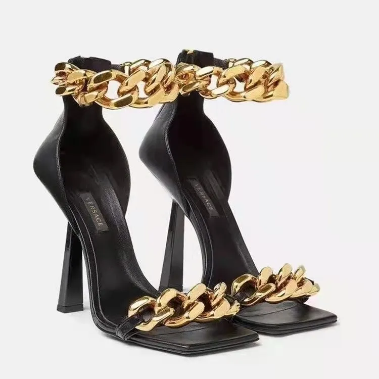Low-cut Stiletto Suede One-size Fashion Sandals - Black