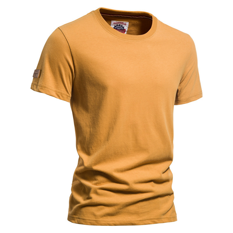 Men's Solid Color Cotton Brushed T-shirt