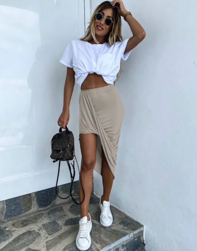Sexy High Waist Irregular Hip Skirt Women Khaki - Shop at LoveMi