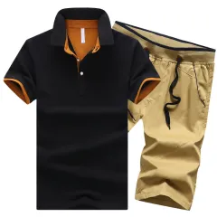 Men's Lapel Cotton Polo Shorts Plus Size Cotton Casual Sports Suit - E-Xl - View 1