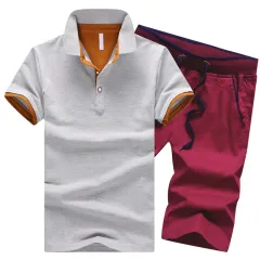 Men's Lapel Cotton Polo Shorts Plus Size Cotton Casual Sports Suit - B-3Xl - View 1