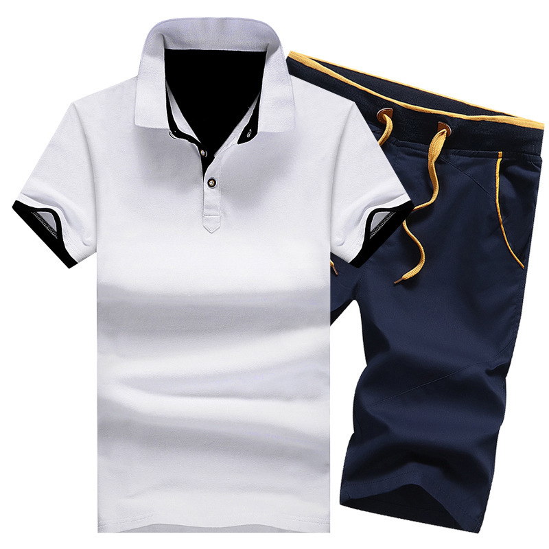 Men's Lapel Cotton Polo Shorts Plus Size Cotton Casual Sports Suit - Shop at LoveMi