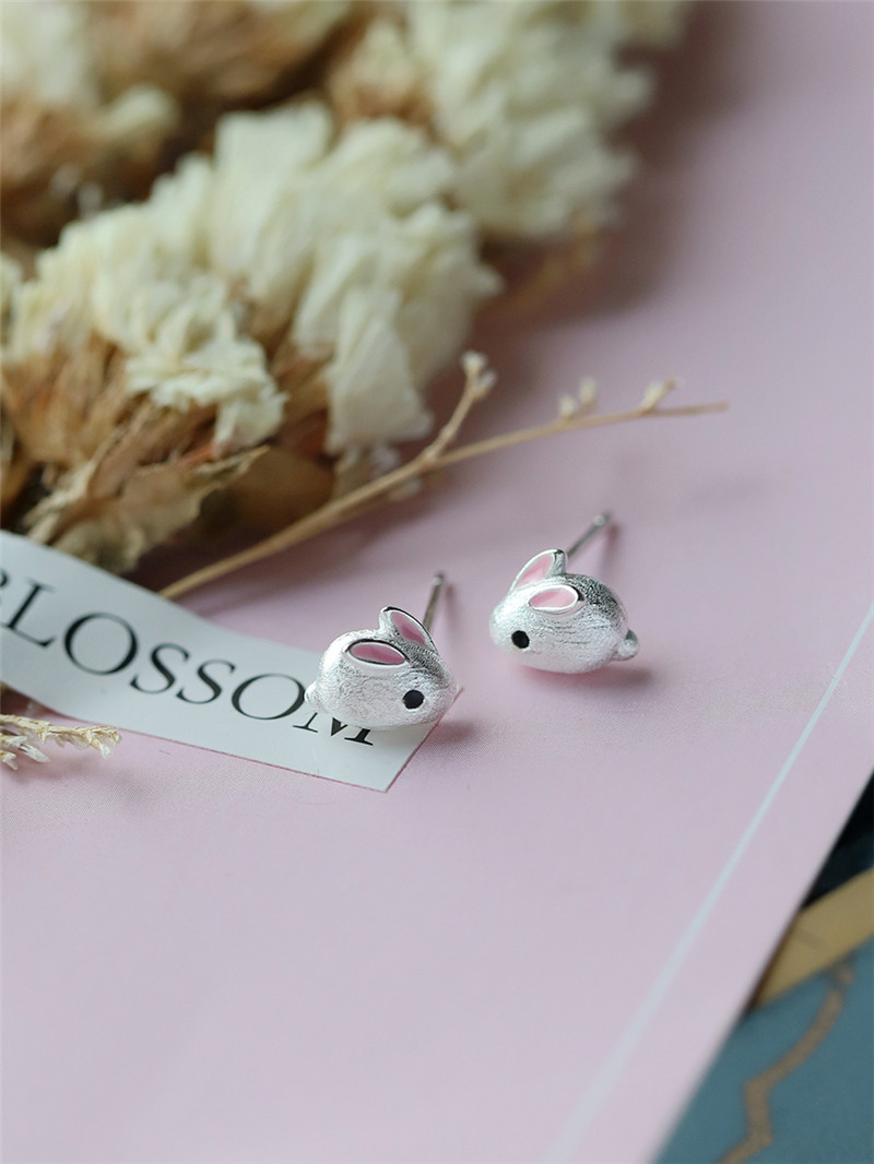 925 Sterling Silver Bunny Earrings Female Sweet