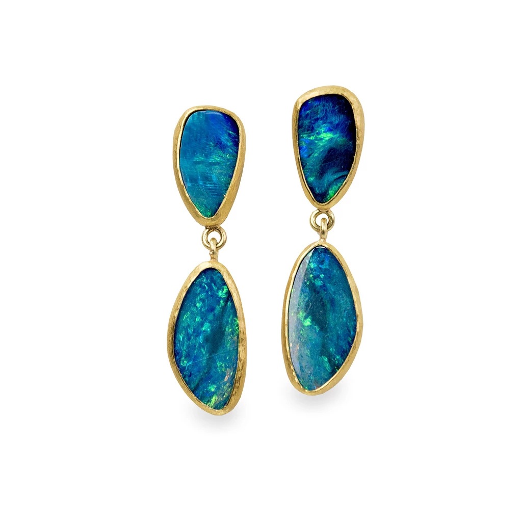 18k Gold-plated Twin Peaks Opal Earrings