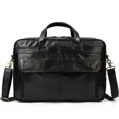 Leather Men's Briefcase Retro Business Handbag