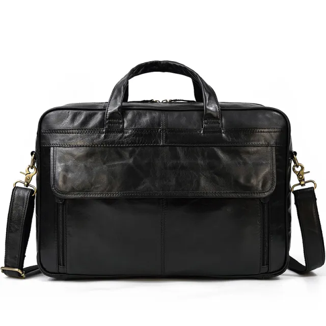 Leather Men's Briefcase Retro Business Handbag Black - Shop at LoveMi