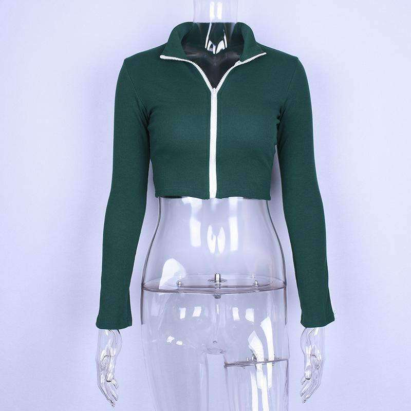 Fashion Cardigan Zipper Long Sleeve Short Jacket