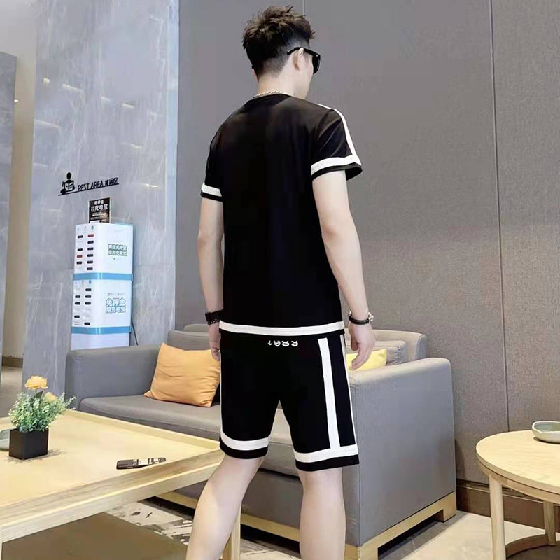 Two-piece Suit Men's Net Red Spring And Summer Korean Style Trend Short Sleeve