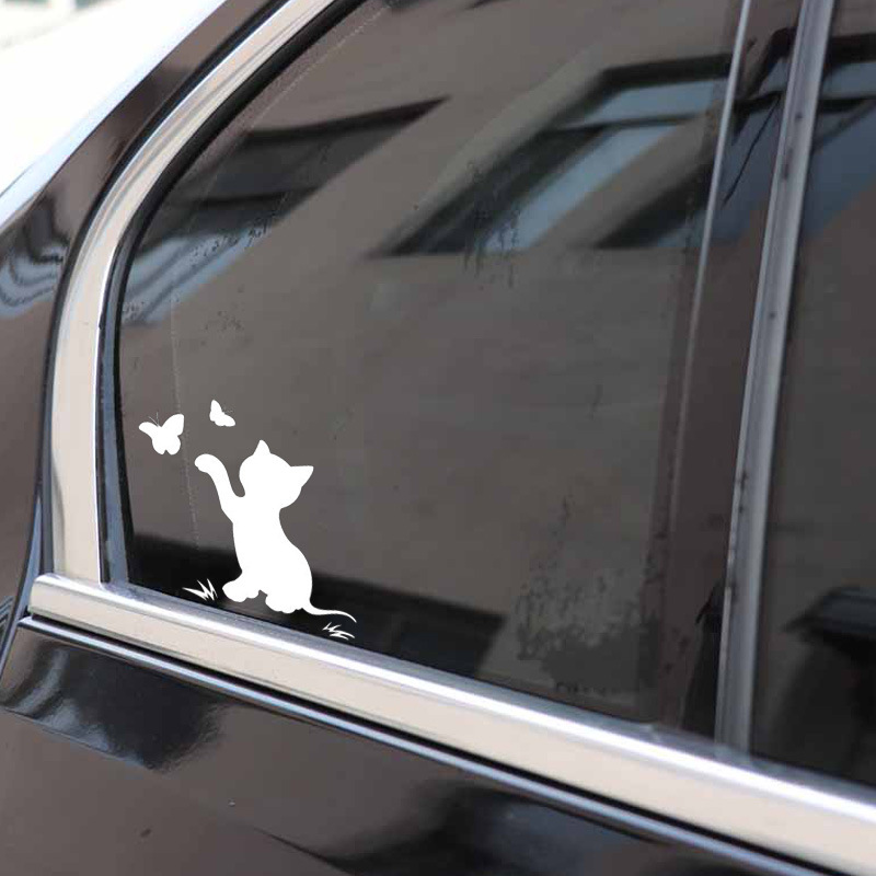 Cute Cartoon Cat Butterfly Car Sticker