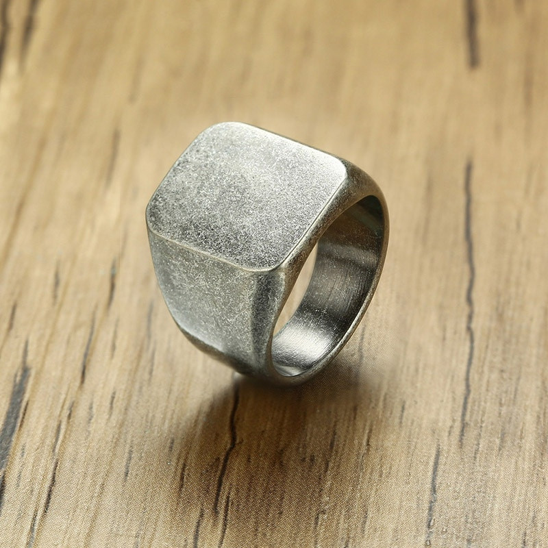 Simple Light Body Square Titanium Steel Ring Titanium Steel Jewelry