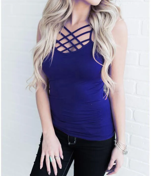 Women's Summer Stitching Sling Top Blue - Shop at LoveMi