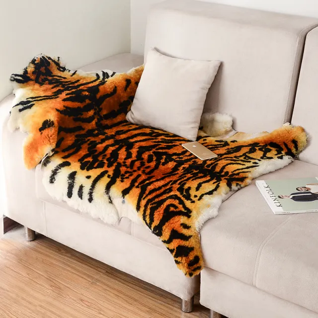 Mahogany Sofa Cushion Fashion Sheepskin Simulation Tiger Leather Orange - Shop at LoveMi