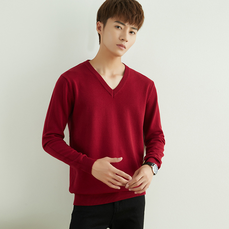 Sweater Men's Knitted V-Neck Bottoming Shirt