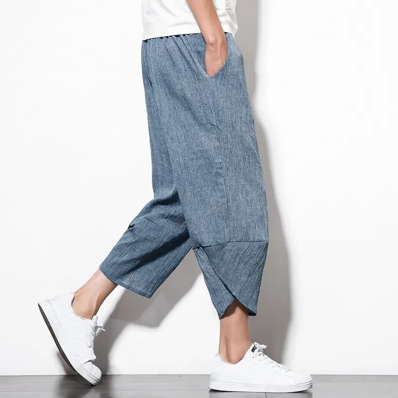 Linen Pants Summer Men's Cropped Shorts Youth