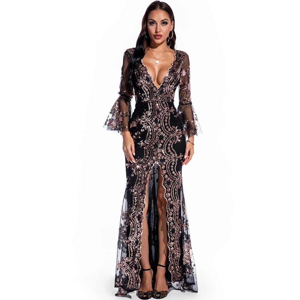 Sequin V-Neck Maxi Dress, picture 2 of 5