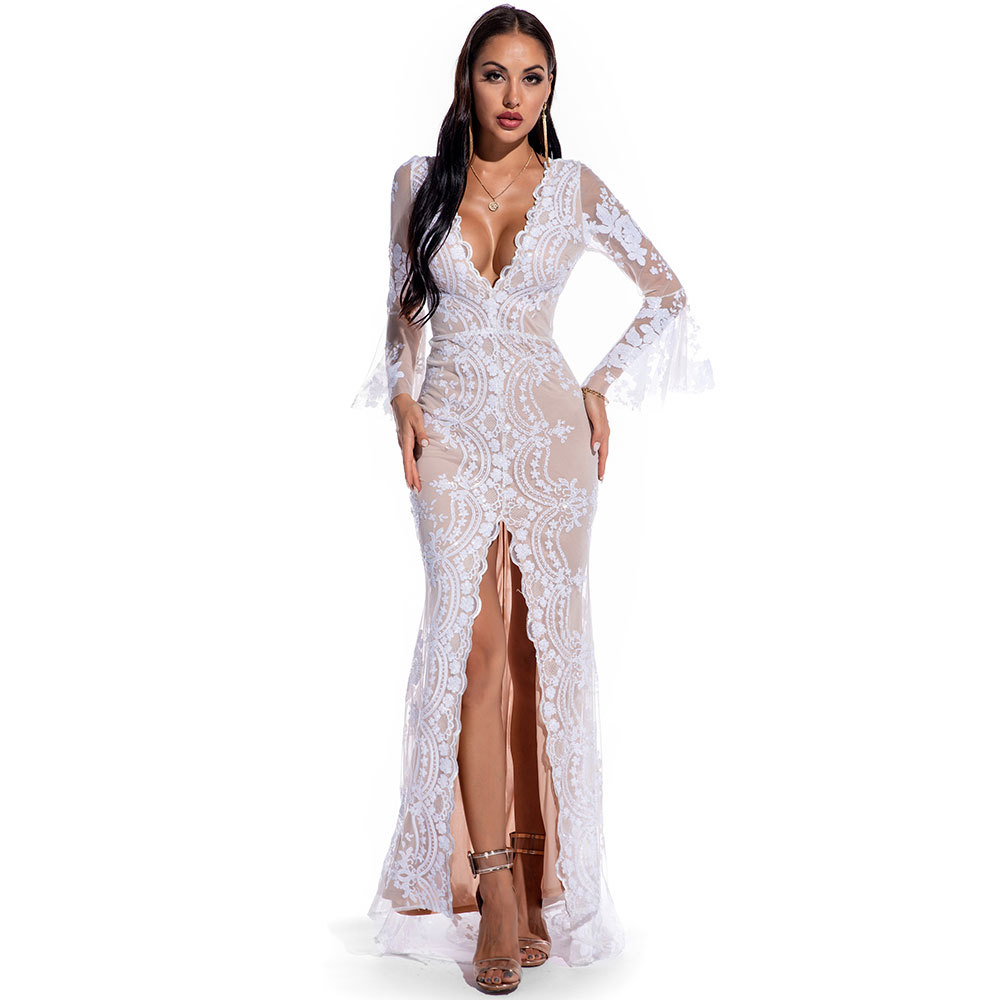Sequin V-Neck Maxi Dress