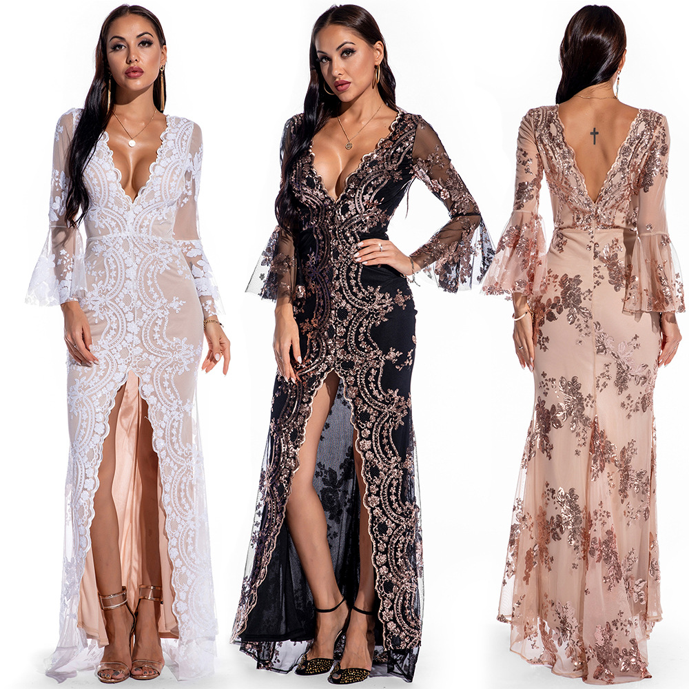 Sequin V-Neck Maxi Dress, picture 3 of 5