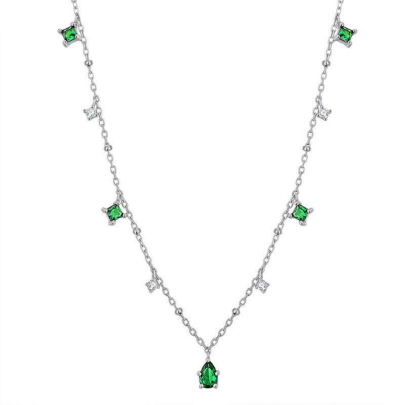 Literary Retro Neck Chain Temperament Simple Emerald-plated Gold-plated Clavicle Chain