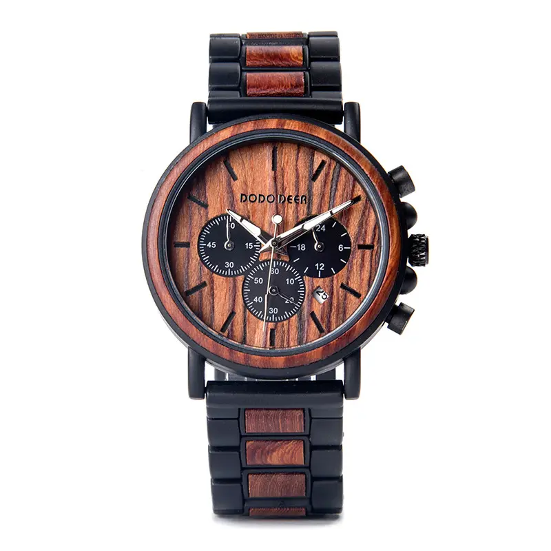 Luxury Wood Stainless Steel Men Watch Stylish