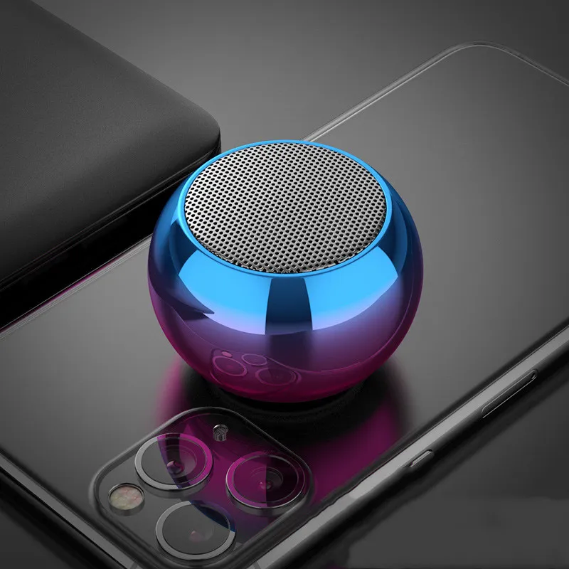 M3 Colorful Wireless Speakers 3D Mini Electroplating Round Steel Cannon Blue tooth Speaker Radio Support U Disk Subwoofer – image 3