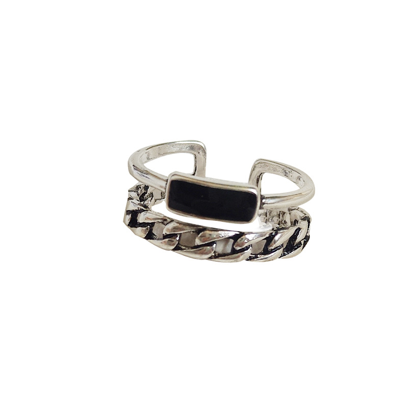 Fashion Chain Drip Glaze Double Layer Ring