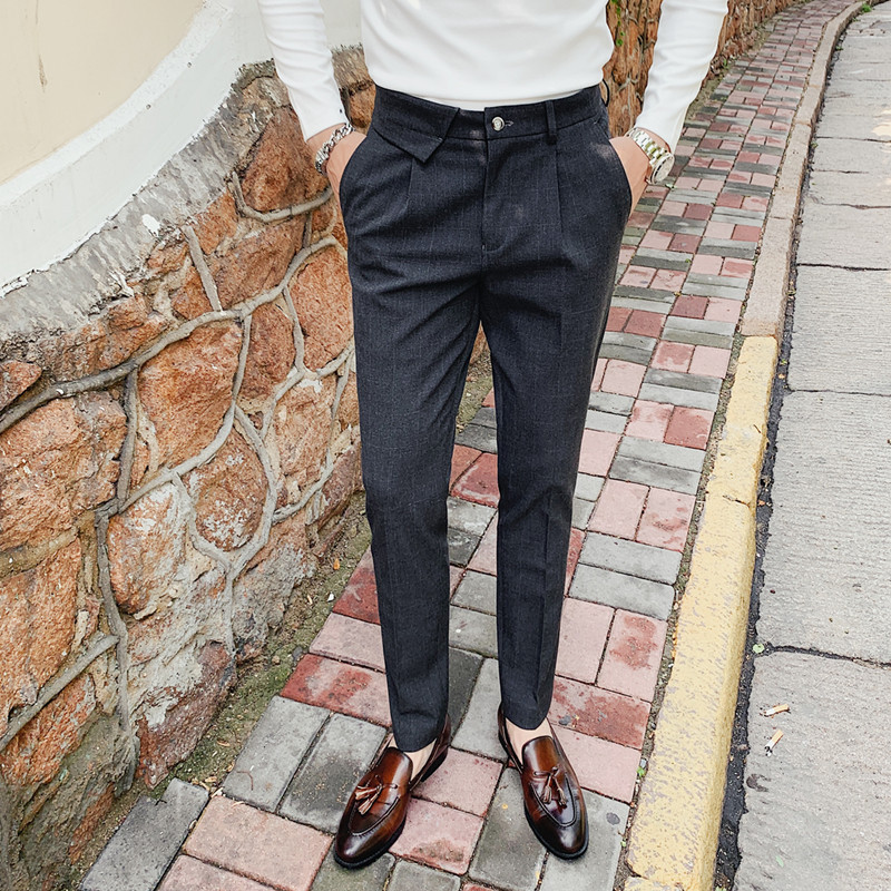 Autumn and winter new men's simple and versatile solid color trousers Korean version of Slim