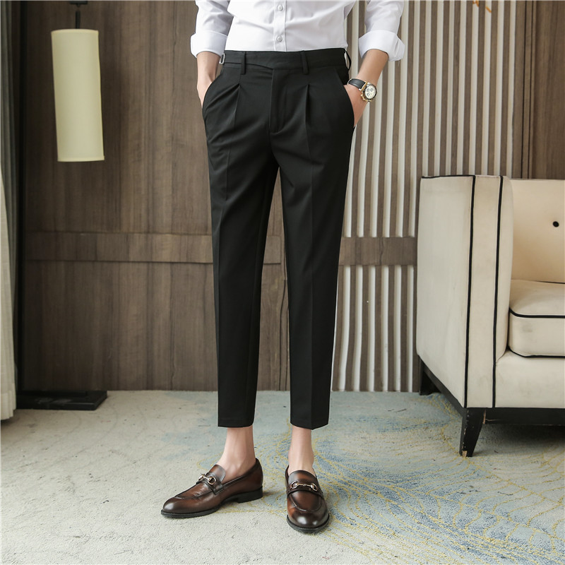 Title 1, Mens Korean Casual Belt Trousers, Youth Busine...