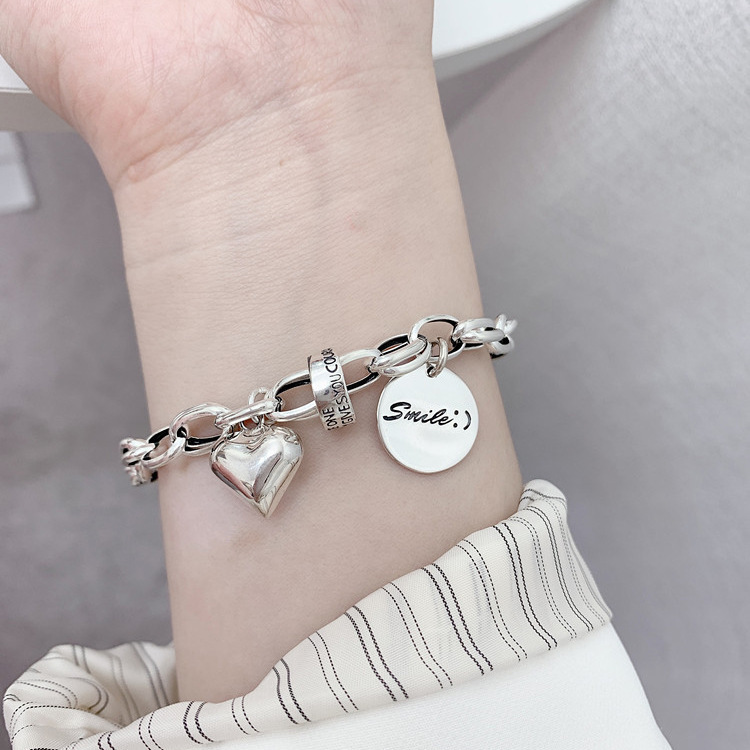 Fashion Smile Letter Round Card Hand Ring