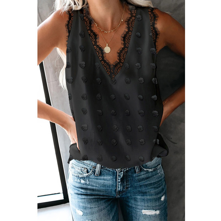 Women's Solid Color Casual Lace Racer Vest