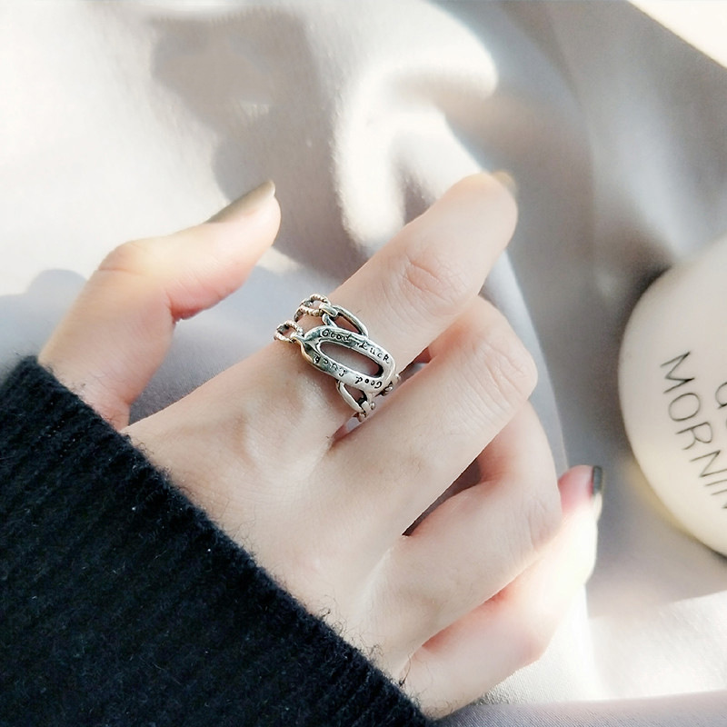 Fashion Simple Ladies Retro Letter Ring