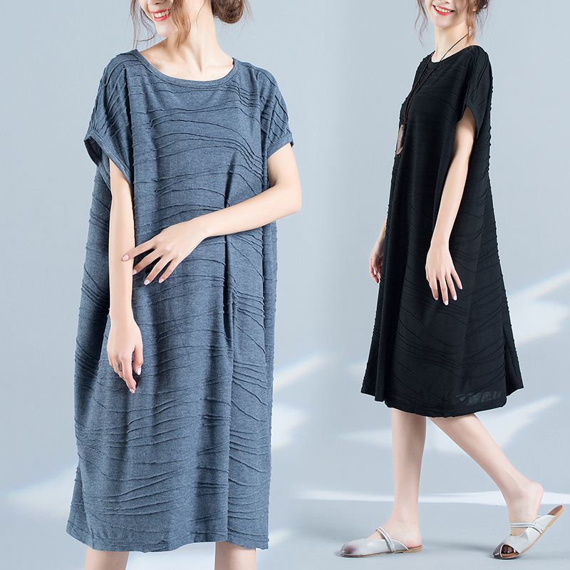 Short Sleeve Korean Style Loose Fat MM Dress