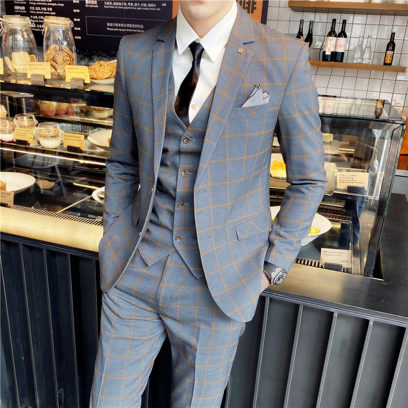 Title 2, Mens Check Three-piece Suit. Classic tailored ...