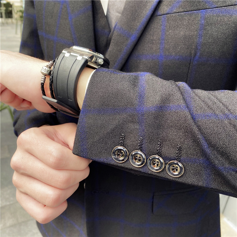 Men's Check Three-piece Suit, Suit, Vest, Trousers