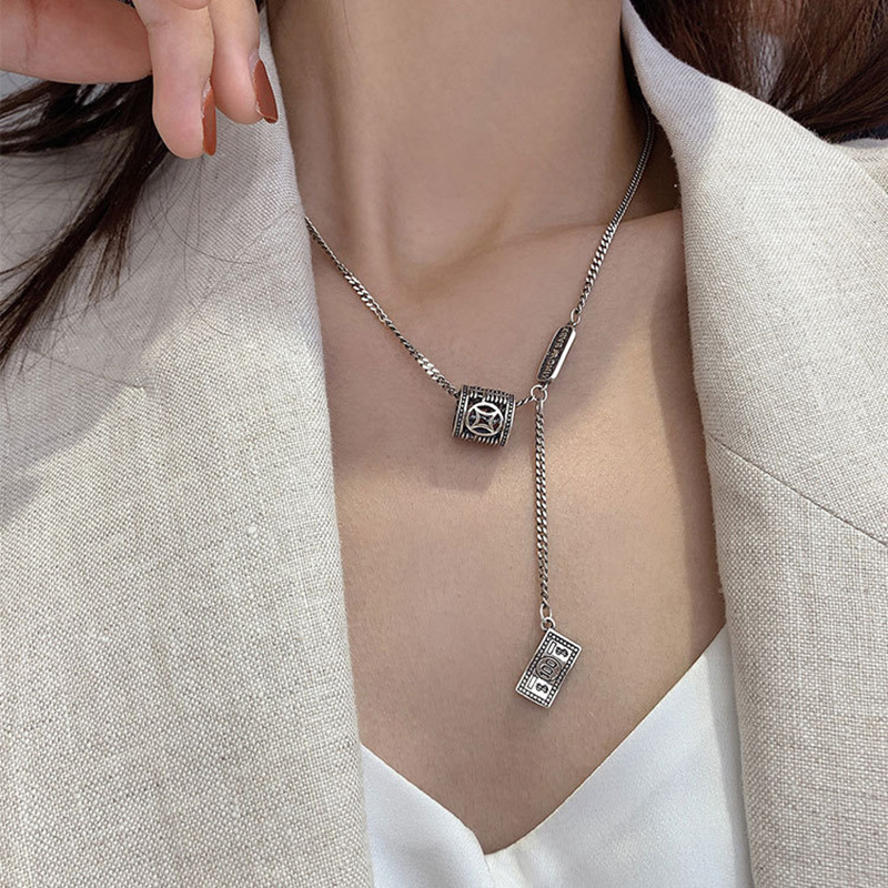 Fashion Retro Letter Square Brand Clavicle Chain