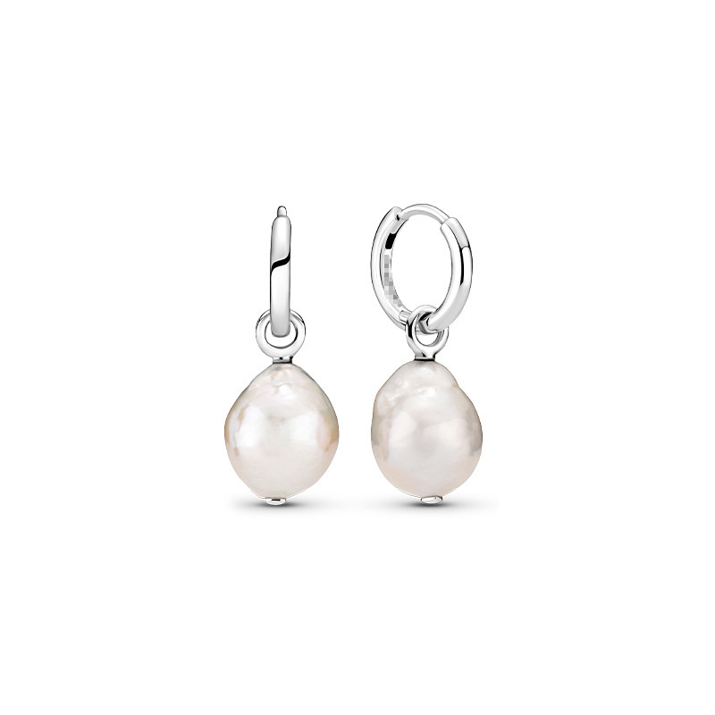 S925 Sterling Silver New Freshwater Cultured Baroque Pearl Earrings