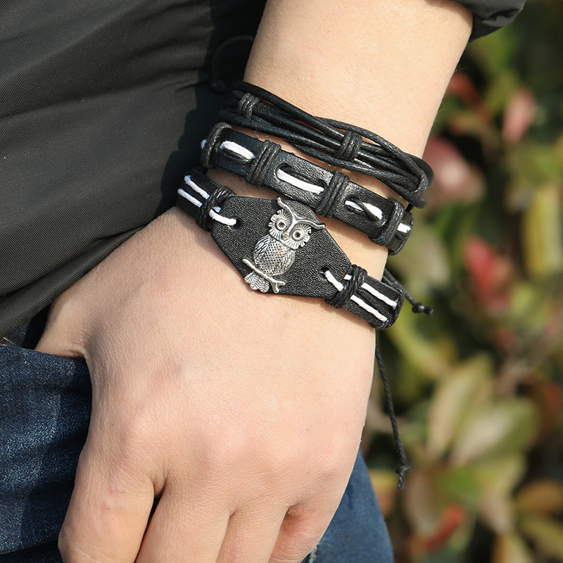 Woven Leather Bracelet Diy 6-piece Set Combination Men's Bracelet Bracelet