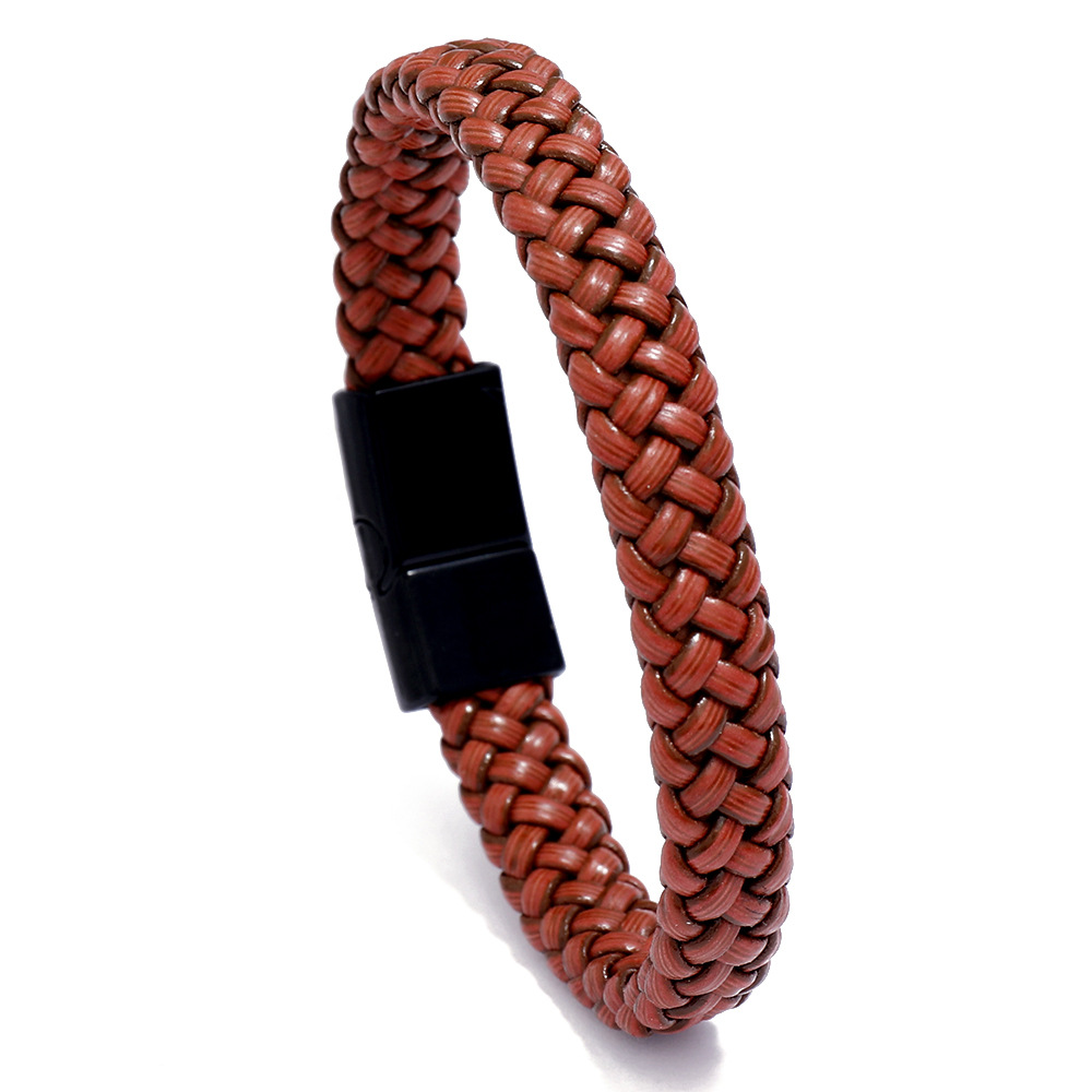 Men's Leather Jewelry Jewelry Ethnic Style Retro Alloy Magnetic Buckle Leather Bracelet