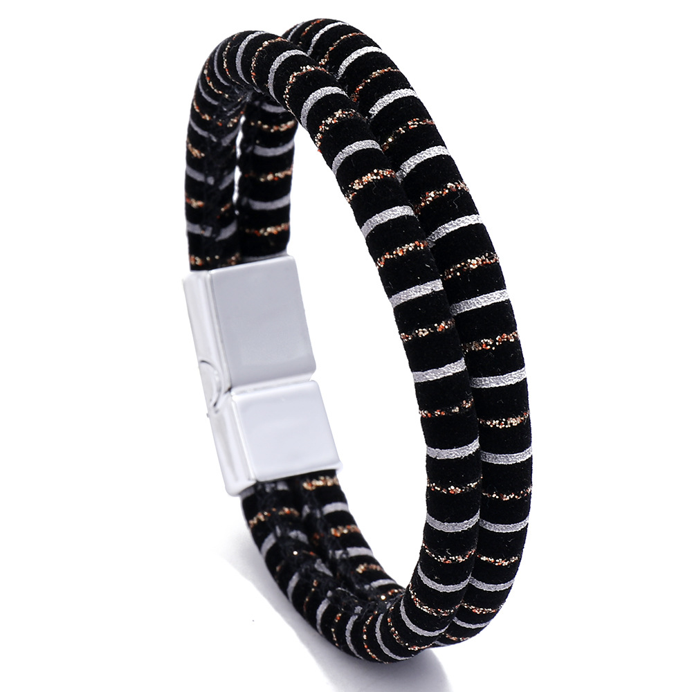 Men's Leather Jewelry Jewelry Ethnic Style Retro Alloy Magnetic Buckle Leather Bracelet