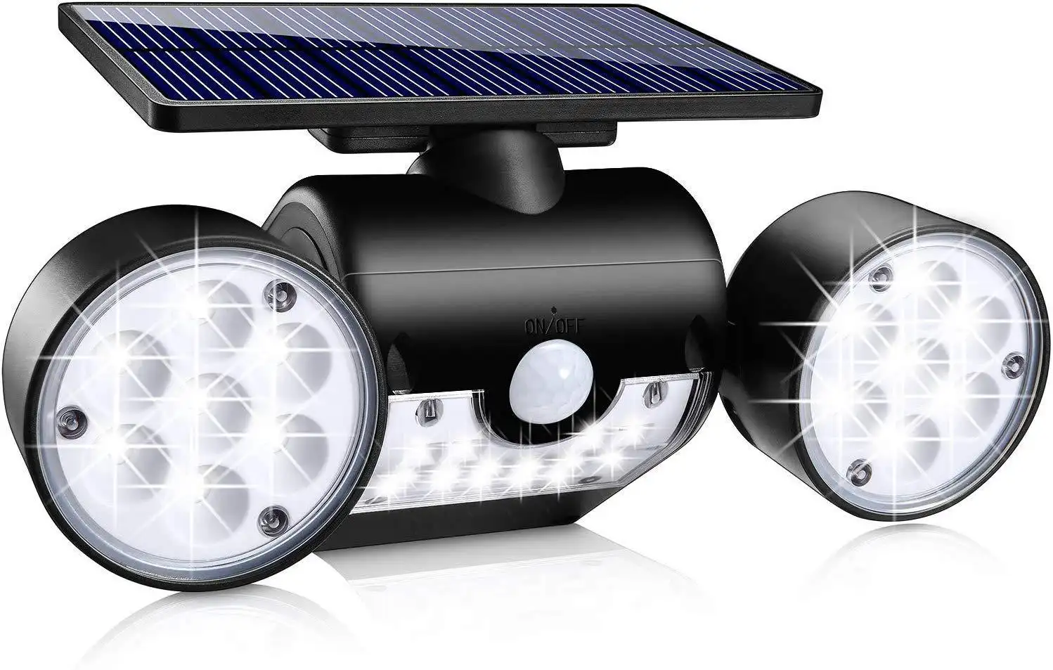 Solar Garden Light with Motion Sensor and Adjustable Dual Heads