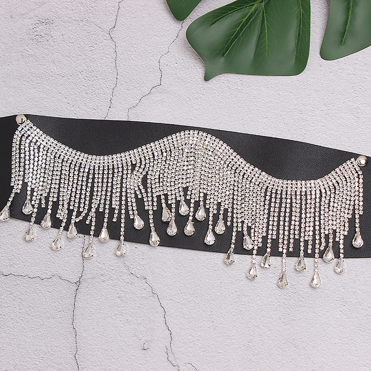 Title 4, Fashion Wide Belt Fringed Rhinestone Inlaid All...