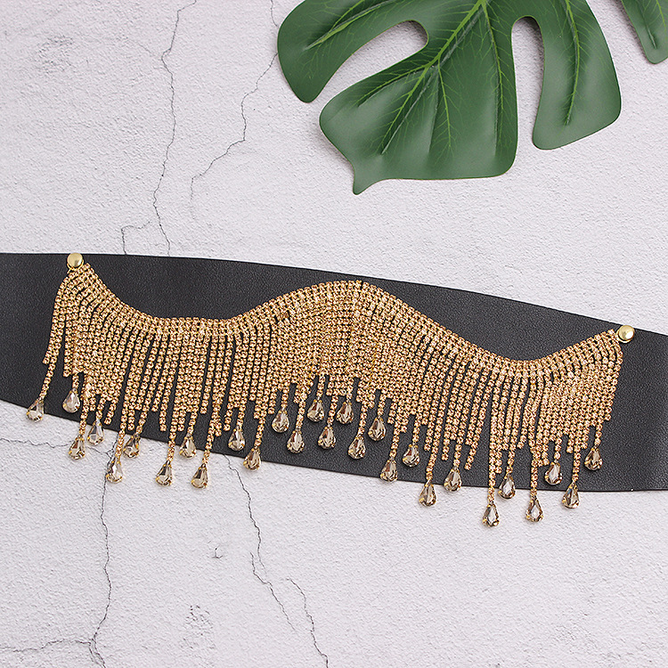 Title 3, Fashion Wide Belt Fringed Rhinestone Inlaid All...