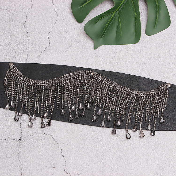 Title 6, Fashion Wide Belt Fringed Rhinestone Inlaid All...