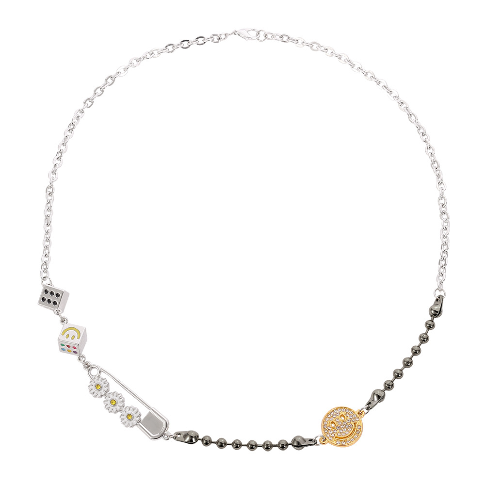 Smiley Daisy Dice Necklace Geometric Shape