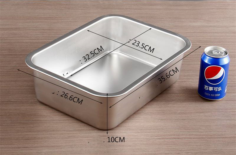 Title 1, Stainless Steel Square Plate Flat Bottom Tray D...