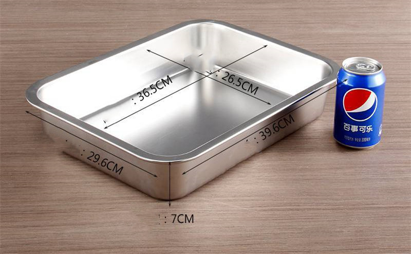 Title 3, Stainless Steel Square Plate Flat Bottom Tray D...